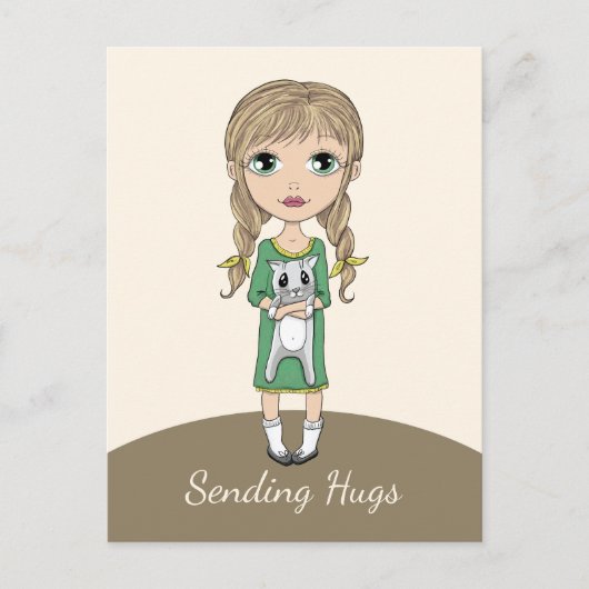 Mädchen mit Katze schickt Schläger Postkarte (Vorderseite)