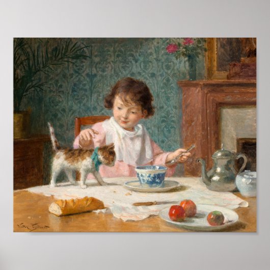 Mädchen mit Katze | Victor Gabriel Gilbert Poster (Vorne)