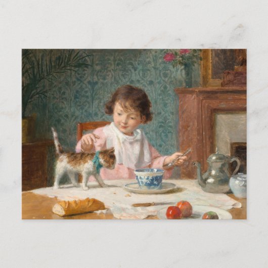 Mädchen mit Katze | Victor Gabriel Gilbert Postkarte (Vorderseite)