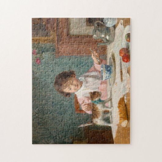Mädchen mit Katze | Victor Gabriel Gilbert Puzzle (Vertikal)