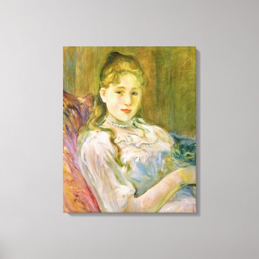 Mädchen mit Katze (von Berthe Morisot) Leinwanddruck (Vorderseite)