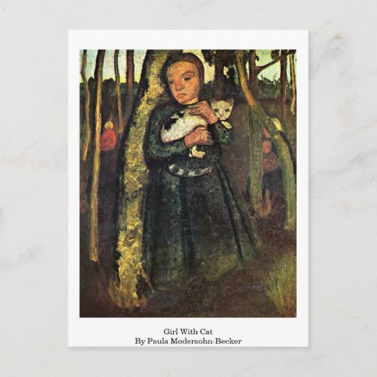 Mädchen mit Katze von Paula Modersohn Becker Postkarte (Vorderseite)