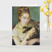 Mädchen mit Katze von Renoir Karte (Gelbe Blume)