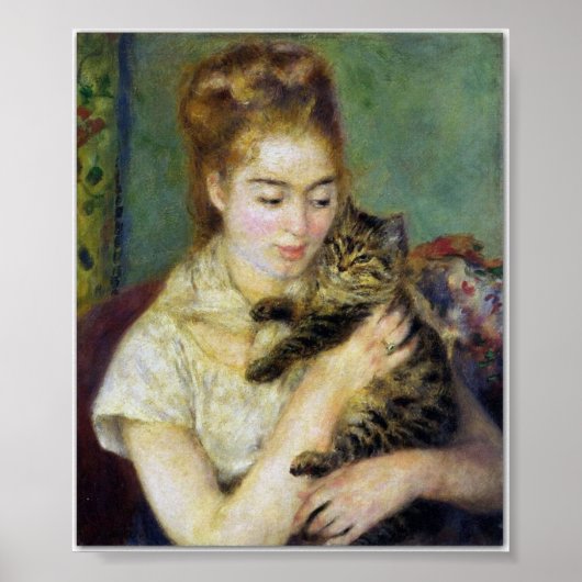 Mädchen mit Katze von Renoir Poster (Vorne)