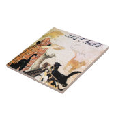 Mädchen mit Katzen, Alexandre Steinlen Fliese (Seite)