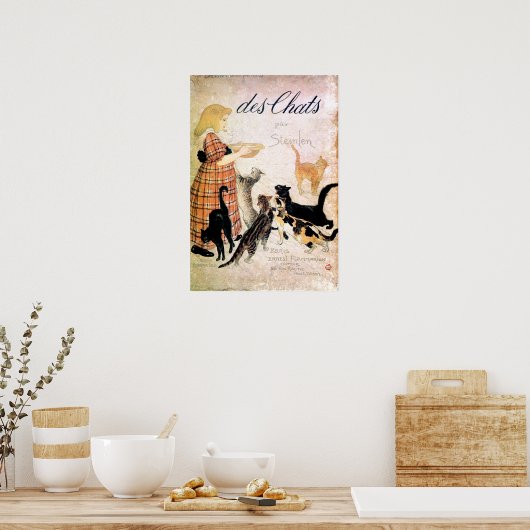 Mädchen mit Katzen, Alexandre Steinlen Poster (Küche)