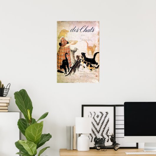 Mädchen mit Katzen, Alexandre Steinlen Poster (Heimbüro)