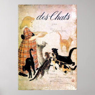 Mädchen mit Katzen, Alexandre Steinlen Poster