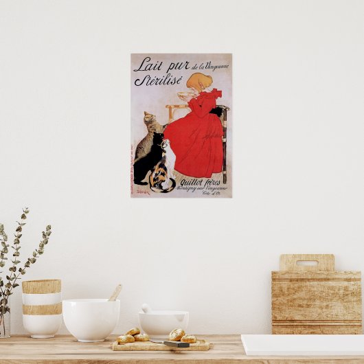 Mädchen mit Katzen, Alexandre Steinlen Poster (Küche)