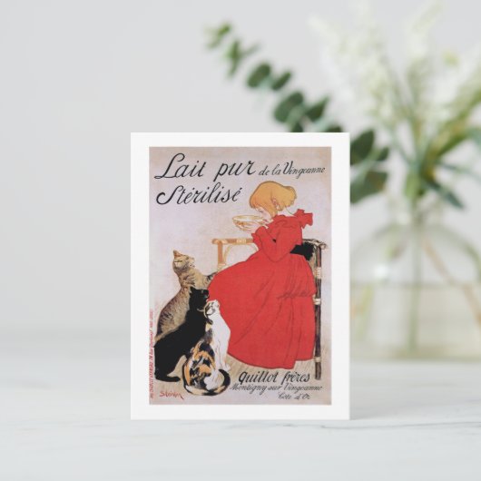 Mädchen mit Katzen, Alexandre Steinlen Postkarte (Stehend Vorderseite)