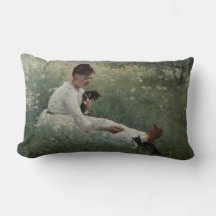 Mädchen mit Katzen in einer Sommerlandschaft (Kätz