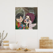 Mädchen mit Katzen Print, Value Poster Paper (Matt (Küche)