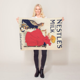 Mädchen mit Katzen, Vintage Poster, Alexandre Stei Fleecedecke