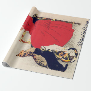 Mädchen mit Katzen, Vintage Poster, Alexandre Stei Geschenkpapier