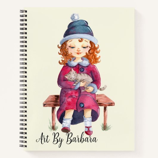 Mädchen mit Katzenzeichnung Notizblock (Vorderseite)