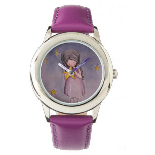 Mädchen mit Kawaii Stern-Uhr Armbanduhr