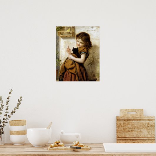 Mädchen mit Kitten, Sophie Anderson Poster (Küche)