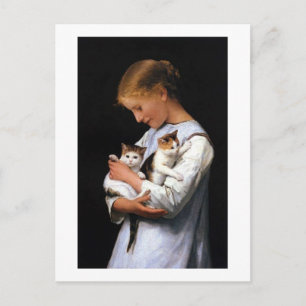 Mädchen mit Kittens, Albert Anker Postkarte