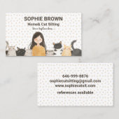 Mädchen mit Kittens Wasserfarbkatze und Zuhause Si Visitenkarte (Vorne/Hinten)