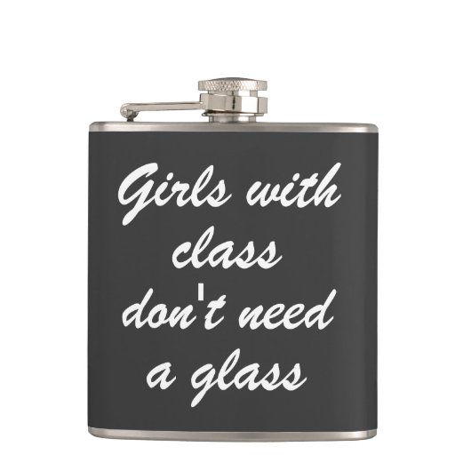 Mädchen mit Klasse benötigen nicht ein Glas Flachmann (Vorderseite)
