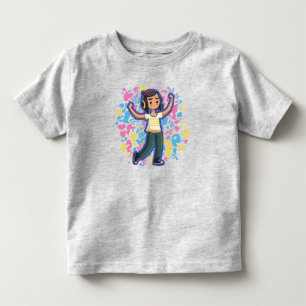Mädchen mit Kopfhörern, die selbstbewusst spielen Kleinkind T-shirt