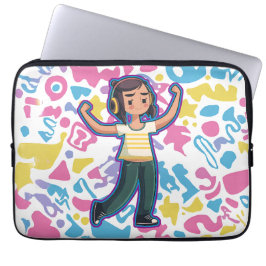 Mädchen mit Kopfhörern, die selbstbewusst spielen  Laptopschutzhülle