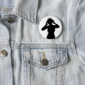 Mädchen mit Kopfhörern in der Silhouette Button (Beispiel)