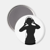 Mädchen mit Kopfhörern in Silhouette Magnet (Vorderseite/Rückseite)