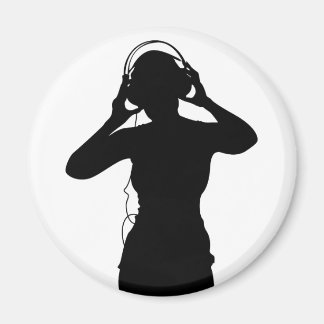 Mädchen mit Kopfhörern in Silhouette Magnet