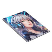 Mädchen mit Kopfhörern Notizblock (Rechte Seite)