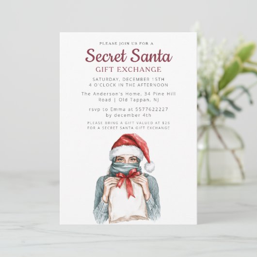 Mädchen mit Kopftuch Geheimnisvolles Weihnachtsfes Einladung (Stehend Vorderseite)