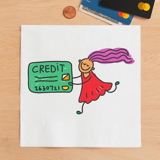Mädchen mit Kreditkarte Serviette