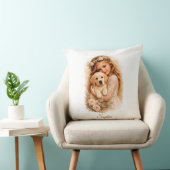 Mädchen mit Labrador-Welpe Kissen (Stuhl )