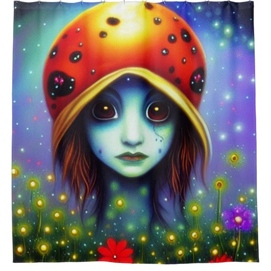 Mädchen mit Ladybug Duschvorhang (Vorderseite)