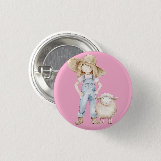Mädchen mit Lamm Button (Vorne & Hinten)