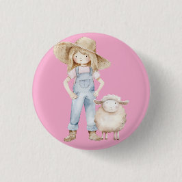 Mädchen mit Lamm Button