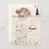 Mädchen mit Lampe Jugendstil Postkarte (Vorne/Hinten)