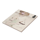 Mädchen mit Lampen-Kunst Nouveau Fliese (Seite)