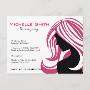 Mädchen mit langen rosa Haaren Friseursalon Schönh Postkarte