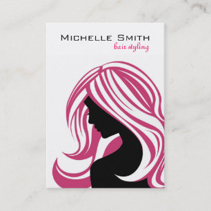 Mädchen mit langen rosa Haaren Friseursalon Schönh Visitenkarte