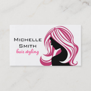 Mädchen mit langen rosa Haaren Friseursalon Schönh Visitenkarte