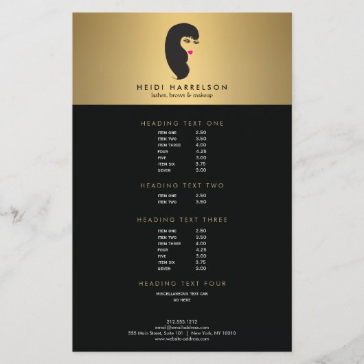 Mädchen mit Lashes auf Imitate Gold Beauty Flyer (Vorne)