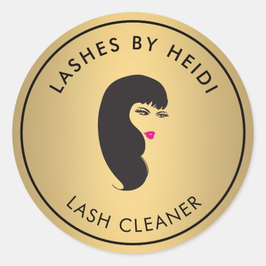 Mädchen mit Lashes auf Imitaten Gold Lash Cleaner Runder Aufkleber (Vorderseite)