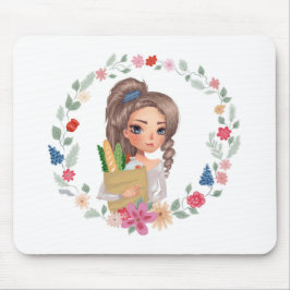 Mädchen mit Lebensmitteln Mousepad
