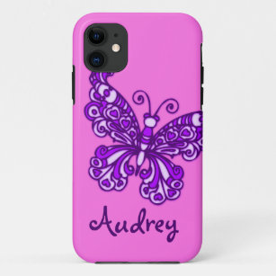 Mädchen mit lila rosa Schmetterling  Case-Mate iPhone Hülle