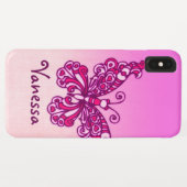 Mädchen mit lila rosa Schmetterlingsgrafik Case-Mate iPhone Hülle (Rückseite (Horizontal))