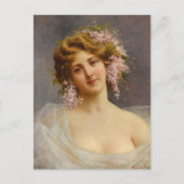 Mädchen mit Lilacs, Achille Beltrame Art Postkarte (Vorderseite)