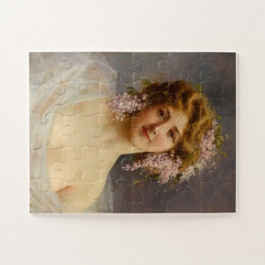 Mädchen mit Lilacs, Achille Beltrame Art Puzzle (Horizontal)