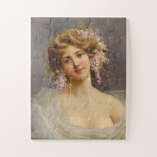 Mädchen mit Lilacs, Achille Beltrame Art Puzzle (Vertikal)
