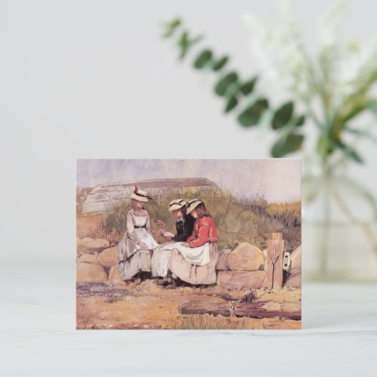 Mädchen mit Lobster Winslow Homer Postkarte (Stehend Vorderseite)